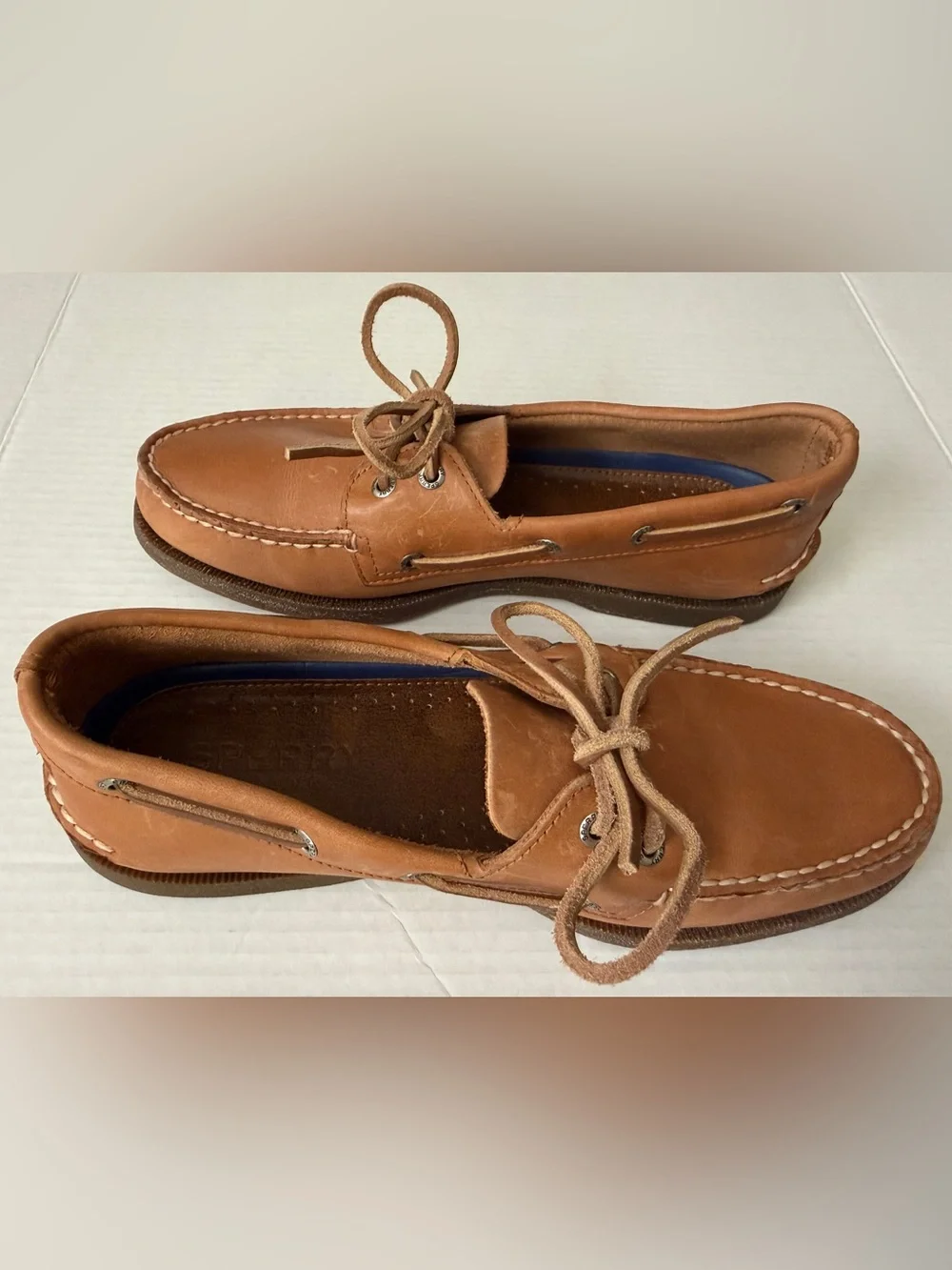 Sperry Top-Sider Original 2-Eye Boat Shoes Tan Leather Uppers Men's Size 9.5M